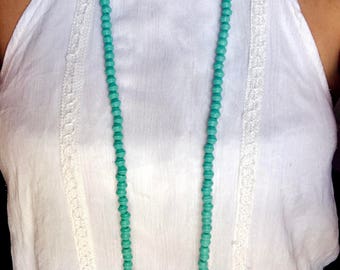 Long Double Wrap Beaded Necklace