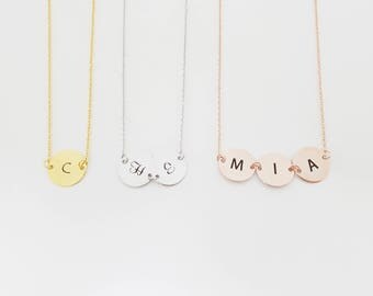 Initial Necklace, CN05-2L, Letter Necklace, Monogram Necklace, Name Necklace, Personalized Necklace, Coin Necklace, Bridesmaids Gift