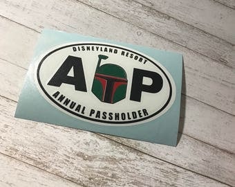 Boba Fett Disney Annual Pass | Annual Passholder Magnet or Decal |inspired by Disney AP Magnet