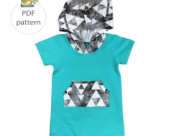 Baby romper sewing pattern, hooded romper pattern, digital sewing pattern, pfd patterns, toddler pattern, summer playsuit sewing
