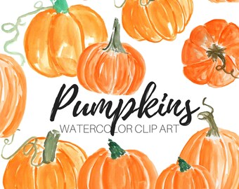 Watercolor clip art - Pumpkin clip art - Fall Clip Art- Halloween Clip Art- Commercial Use