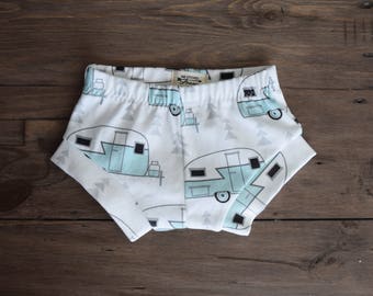100% Organic Cotton Baby/Tot Shorties, Vintage Camper