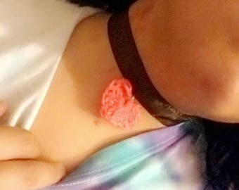 Crochet heart choker