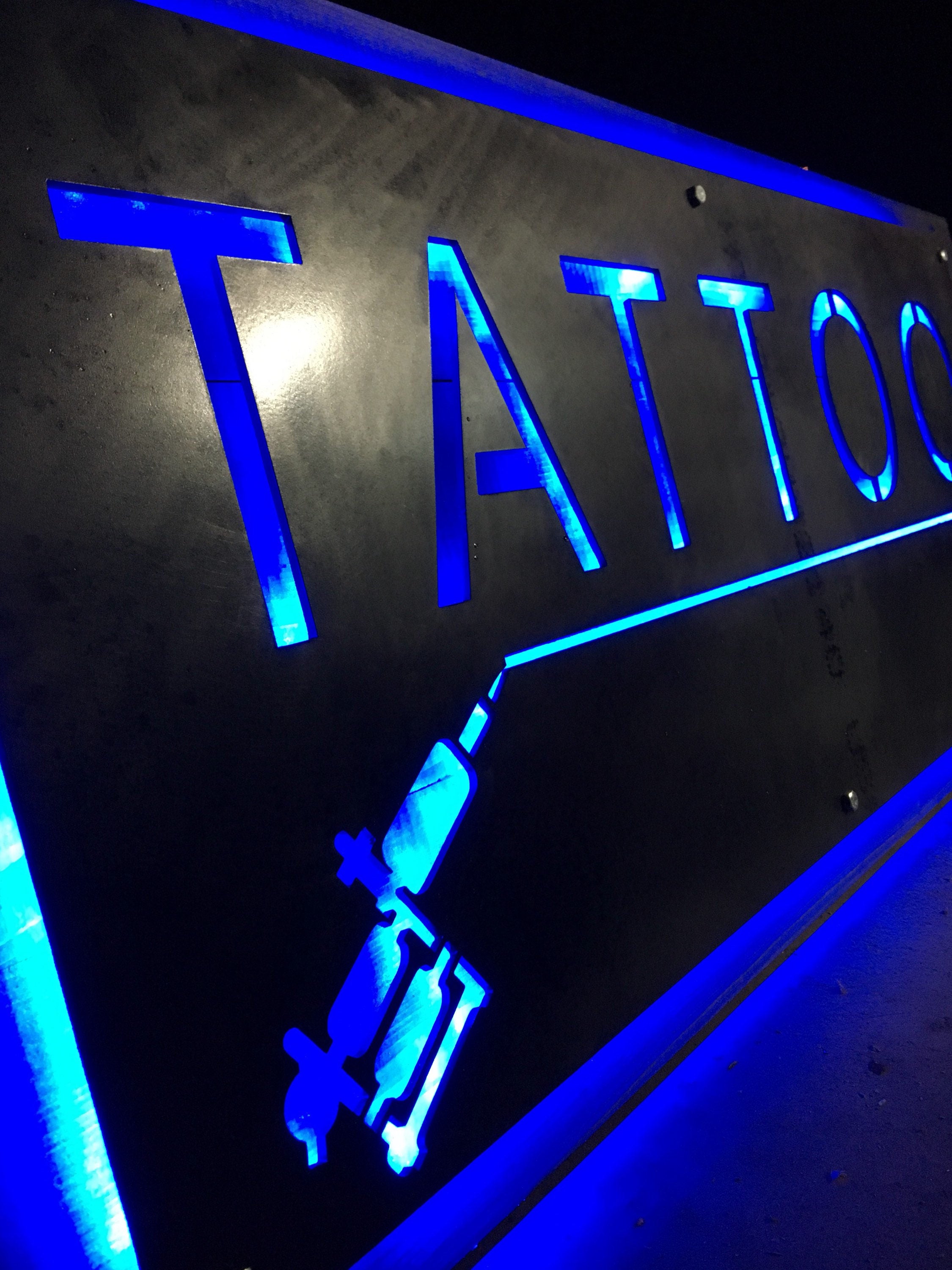 Custom Wood and Metal Lightup Shop Sign Colored Lights