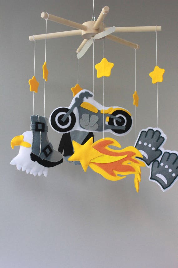 felt mobile Biker style crib girl mobile crib boy mobile gift