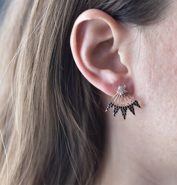 Items similar to Sunburst Ear jacket Earrings, Minimalist Ear Jacket