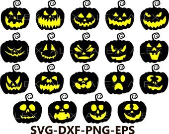 70% OFF, Pumpkin Faces Svg, Halloween png, eps, svg, dxf, Halloween Clipart, Halloween Svg Silhouettes, Silhouette Files, Cut Png File
