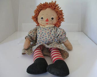 Georgene Raggedy Ann Doll 15" Tall, Vintage Raggedy Ann Doll, Original Raggedy Ann Doll, Georgene Well Loved Doll, Stuffed Doll, Raggedy