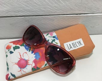 Case glasses, Sun glasses case, floral, salmon