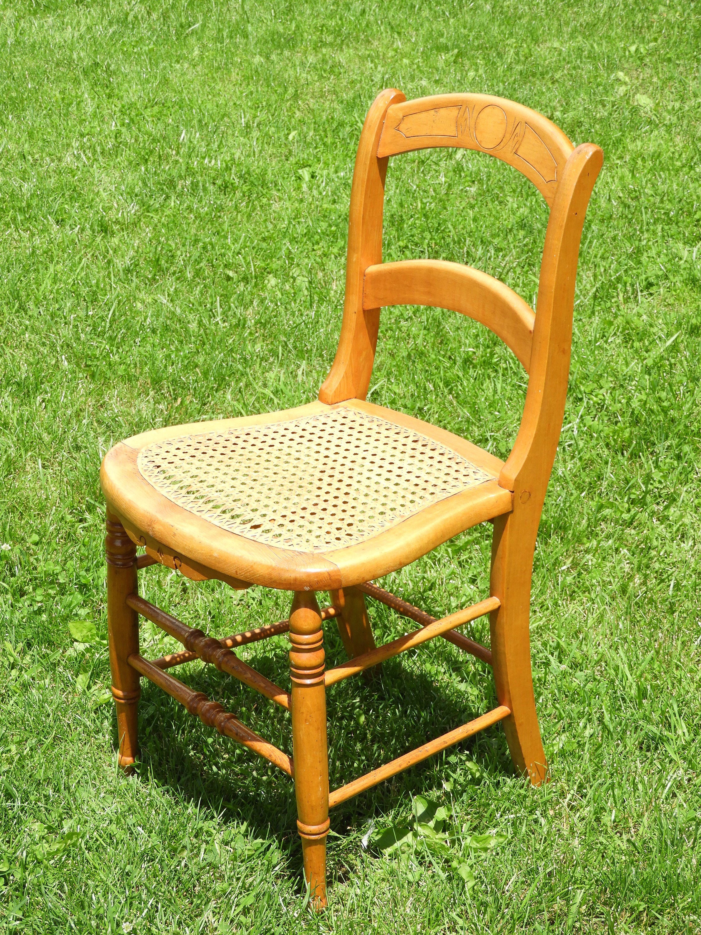 Antique Cane Chair, Spindle Accent Chair, Ornate Maple