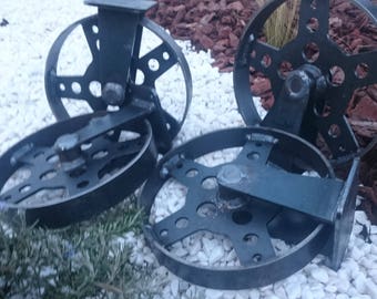 Set of 4 casters industrial style Loft Vintage steel raw 20.5 cm height