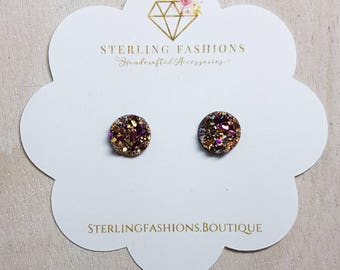 Mini - Magenta Dusty Gold Druzy