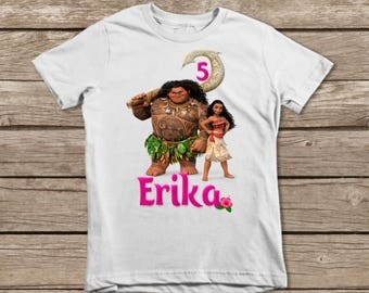 Moana Birthday Iron On, Moana Iron On Transfer Shirt, Moana Maui Printable Personalized Birthday Shirt, Name Party Decor, Digital Image