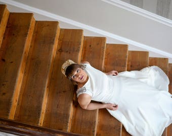 Plush Golden bride and beige leaves. For wedding or event