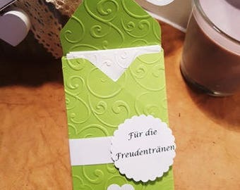 10 x handkerchiefs for tears of joy with sleeve TT50