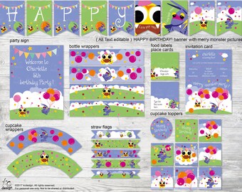 MONSTER birthday party decorations set,monster birthday party set,monster birthday pack,monster party set,monster party download
