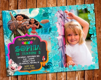 Moana Photo Invitation, Moana Birthday Invitation, Moana Birthday Card, Moana Printables, Moana Photo Invite, Moana Birthday Invitation