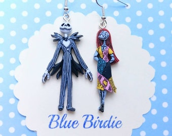 Sally and Jack skellington dangle earrings nightmare before Christmas earrings Disney jewelry jack and Sally dangle earrings Disney gifts