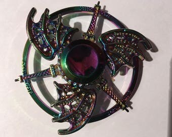 Dragon Eye & Eiffel Tower Rainbow Fidget Spinner Double Spinner Girls Boys Xmas Birthday Gift