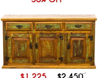 Antique Buffet Cabinet/Sideboard - Eco-Friendly Reclaimed Solid Wood Moving Sale 50% Off Price:
