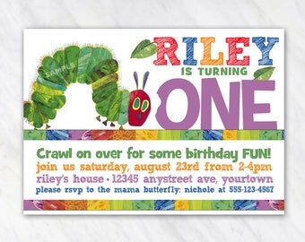 Very Hungry Caterpillar Invitation for Birthday Party - Printable Digital File