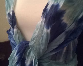 Viscose and cotton ruffled scarf