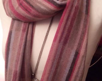Multicolor pure cashmere stripe scarf