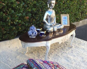 White and Hardwood Shabby Chic Coffee Table