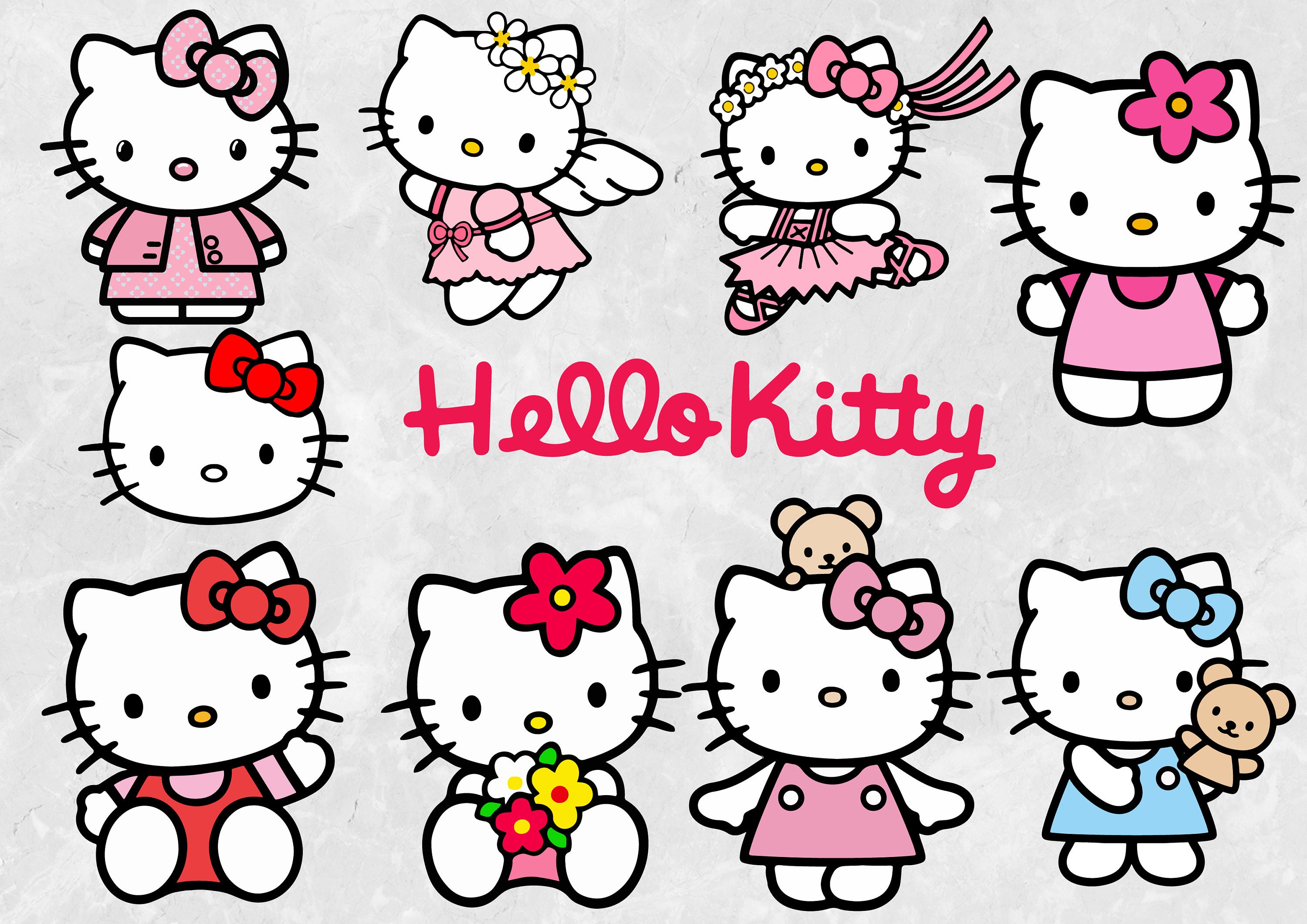Download Hello kitty 10 clipart pack 300 PPI SVG cut file