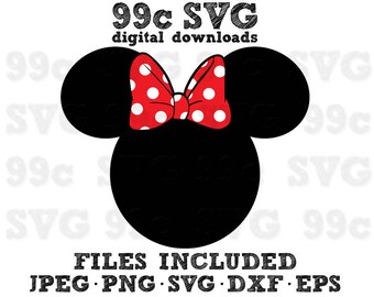 Minnie Mouse Head SVG DXF Png Vector Cut File Cricut Design Silhouette Cameo Vinyl Decal Disney Party Stencil Template Heat Transfer Iron