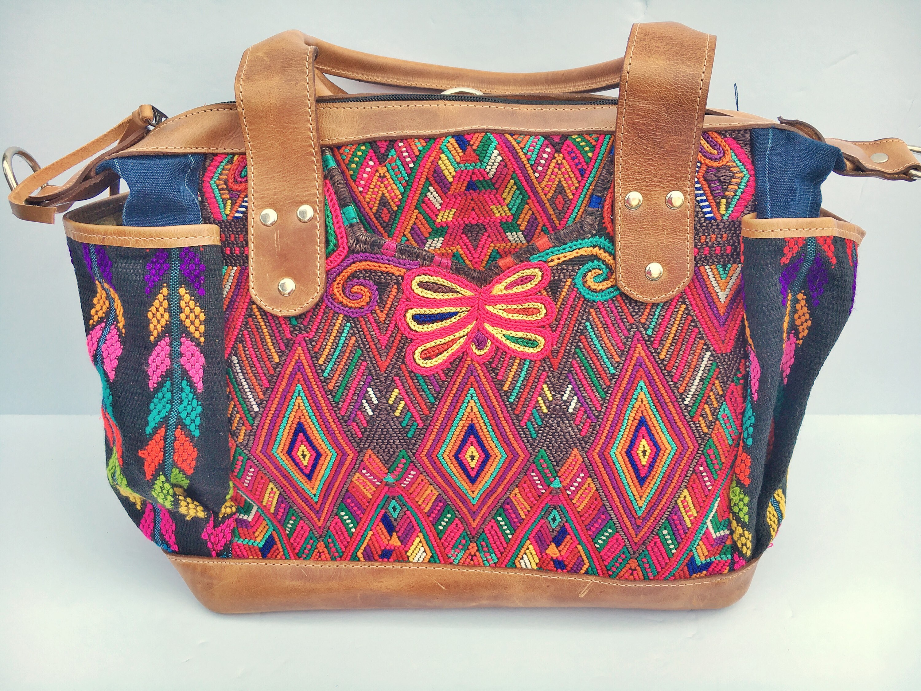 Vintage Handmade Convertible Day Bag Huipil Bag Guatemalan