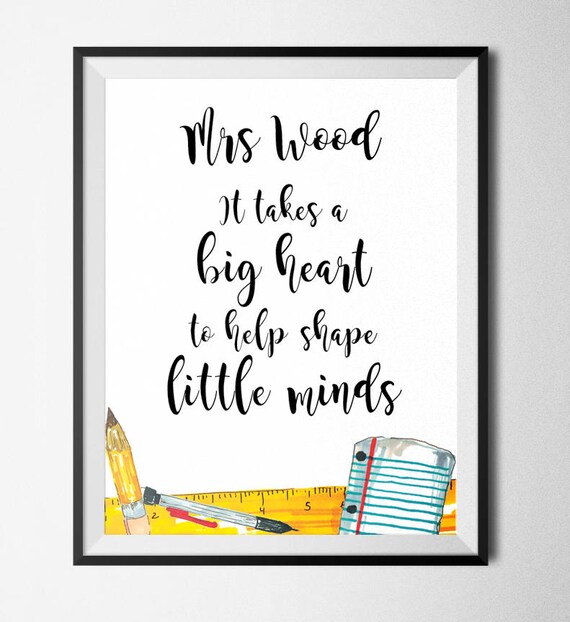 Teacher Name Print Personalise School Gift Home Print A4