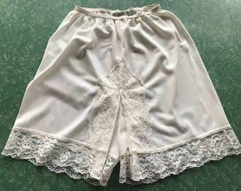 White Nylon and Lace Bloomers