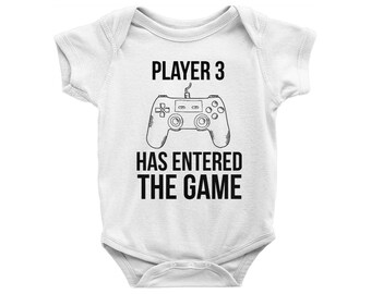 Player 3 has Entered the Game Onesie, Player 3 has Entered the Game Bodysuit, Gamer Onesie, Baby Shower Gift, Pregnancy announcement