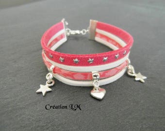 Bracelet Liberty rose corail et blanc argenté
