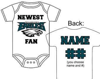 Newest Philadelphia Eagles Fan Custom Made Personalized Football Gerber Onesie You Choose Name Number - Great New Baby Shower Gift