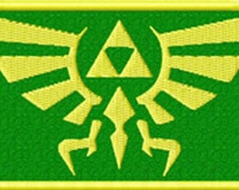FREE SHIPPING-Domestic-InspireMeByAudrey Legend of Zelda Hyrule's Royal Crest Gold/Green Embroidered Sew/Iron-on Patch/Applique 3.5" X 2.25"