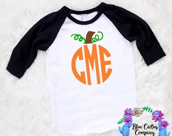 SALE Custom monogram pumpkin shirt+-halloween shirt - fall shirt - picture shirt - toddler unisex-baby unisex - boy - girl - fall gift shirt