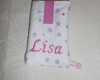 Case cell phone with name - stars and fuchsia