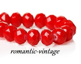 Red patent Crystal electroplates faceted 8mm 20 beads