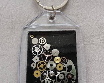Steampunk watch parts and key-rectangle shape