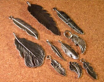 10 charm pendant silver pen - 29mm to 86 mm B027