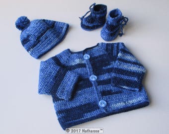 Ensemble bébé garçon bleu en acrylique
