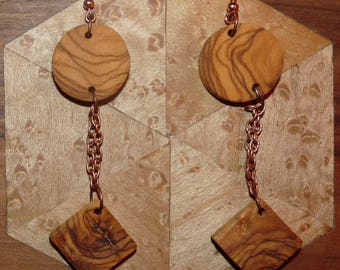 Rustic wood Earrings: Olive