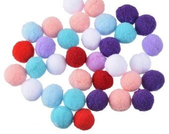 30 tassels round Ø 15 mm x about bright colors
