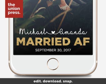 Married AF Filter - Wedding Snapchat Filter - Married Filter - Married Snapchat - Gold Glitter Filter - On Demand Geofilter