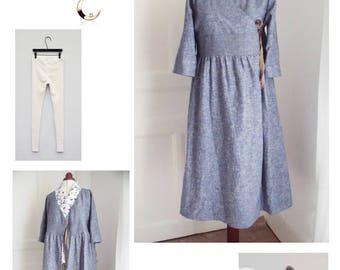 High waist linen wrap dress