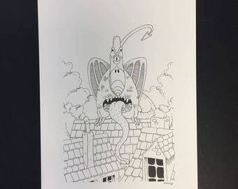 Surreal original ink drawing