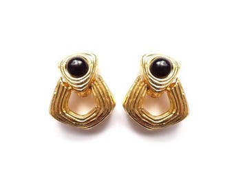 FREE DELIVERY! Vintage GIVENCHY 1990s Gold Plated Runway Doorknocker Clipon Earrings
