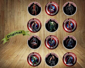 Avengers Cupcake Toppers, The Avengers Cupcake Toppers, Avengers Birthday, Avengers Party, Avengers Toppers, Digital File